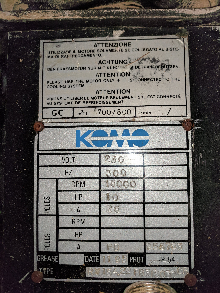 10 HP KOMO SPINDLE MOTOR