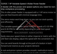 Grizzly 1HP 4 Roller Power Feeder