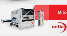 Cefla "Mito 2P" Spray Machine with Infeed and Outfeed Conveyors