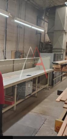 DIMTER OPTICUT 104 OPTIMIZING CUT OFF SAW THROUGH FEED WITH INKJET PRINTER