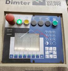 DIMTER OPTICUT 104 OPTIMIZING CUT OFF SAW THROUGH FEED WITH INKJET PRINTER