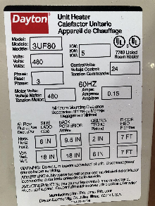 Dayton Electric Shop Heater NEW  3UF80