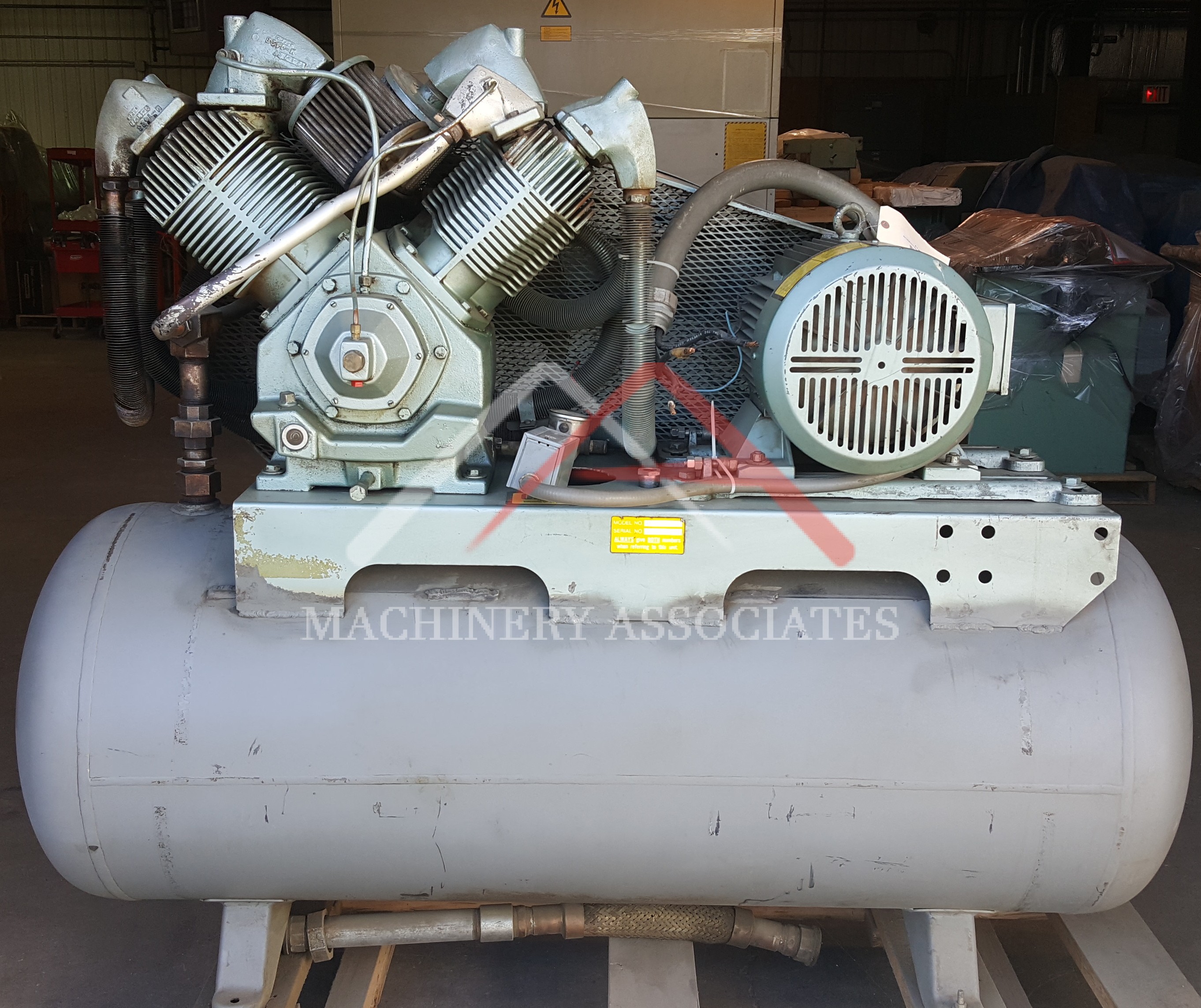 Wisconsin Compressed Air 25HP 3PH, Air Compressor, 80 Gal Tank, Cleaned