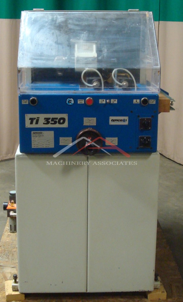 Used Omga Model TI350 1/2 Lap Notcher w/Omga Feed & Out Feed Bench