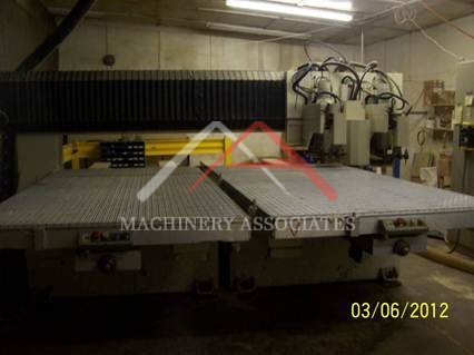 1999 SCM Routech R-250 CNC Router, (2) 5 x 10 Moving Tables, 3 Spindles, 25HP Quincy Vacuum Pump 1999 SCM Routech R-250 CNC Router, (2) 5 x 10 Moving Tables, 3 Spindles, 25HP Quincy Vacuum Pump