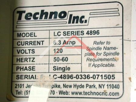 Techno Model 4896 3 Axis CNC Router, 4'x8' Table, 3HP HSD High Speed Spindle, Vacuum Table, New in 2005