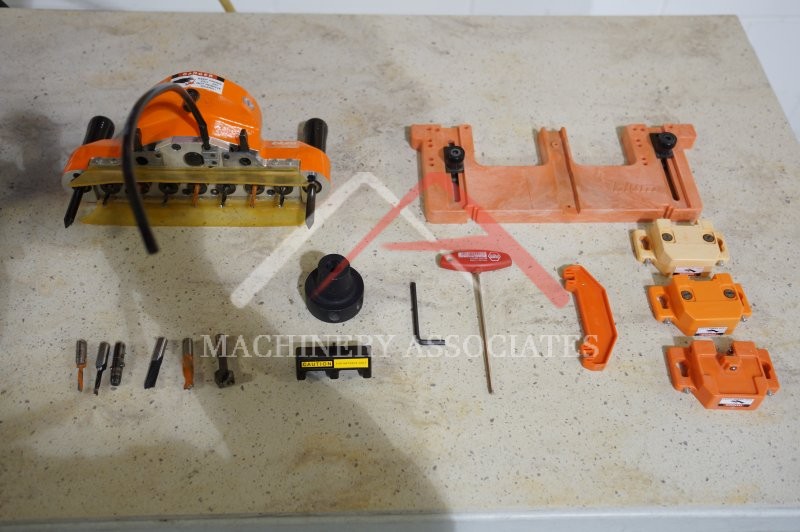 BLUM MINI PRESS W/ 7 SPINDLE LINE BORING ATTACHMENT