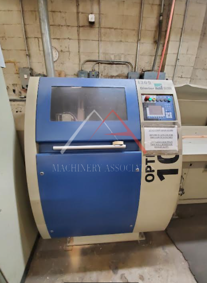 DIMTER OPTICUT 104 OPTIMIZING CUT OFF SAW THROUGH FEED WITH INKJET PRINTER