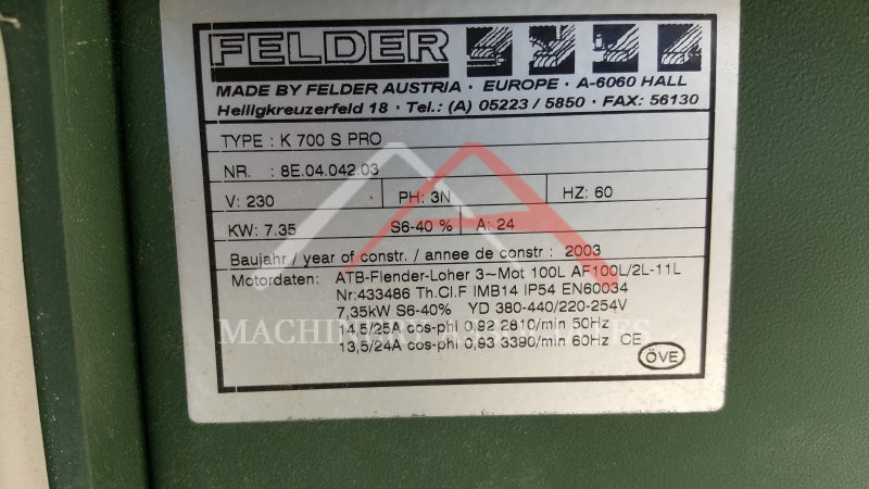 FELDER K 700 S PRO Sliding Table Saw