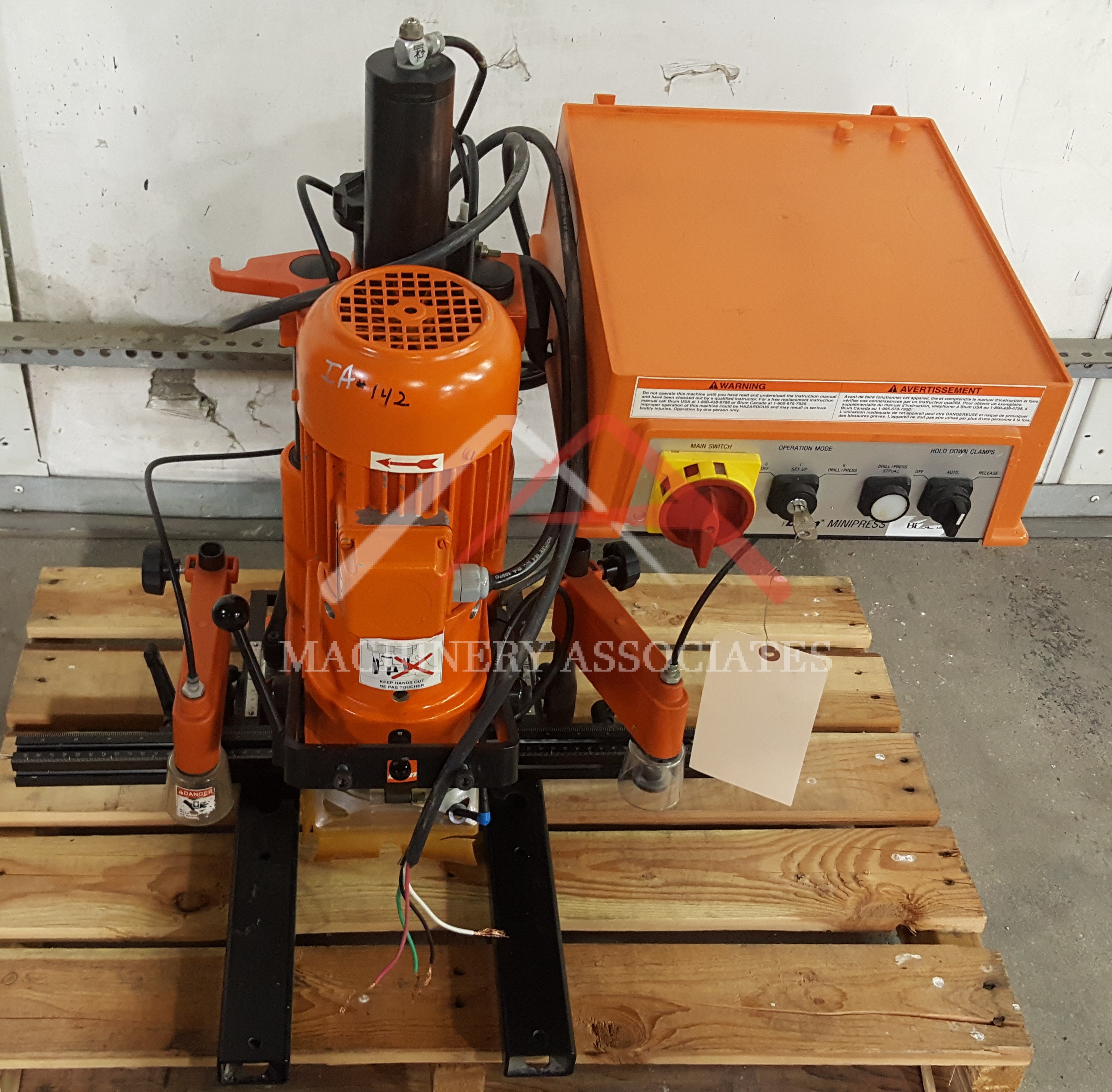 Blum Hinge Boring Machine, Minipress Pneumatic, Euro HD, 1997, 1HP