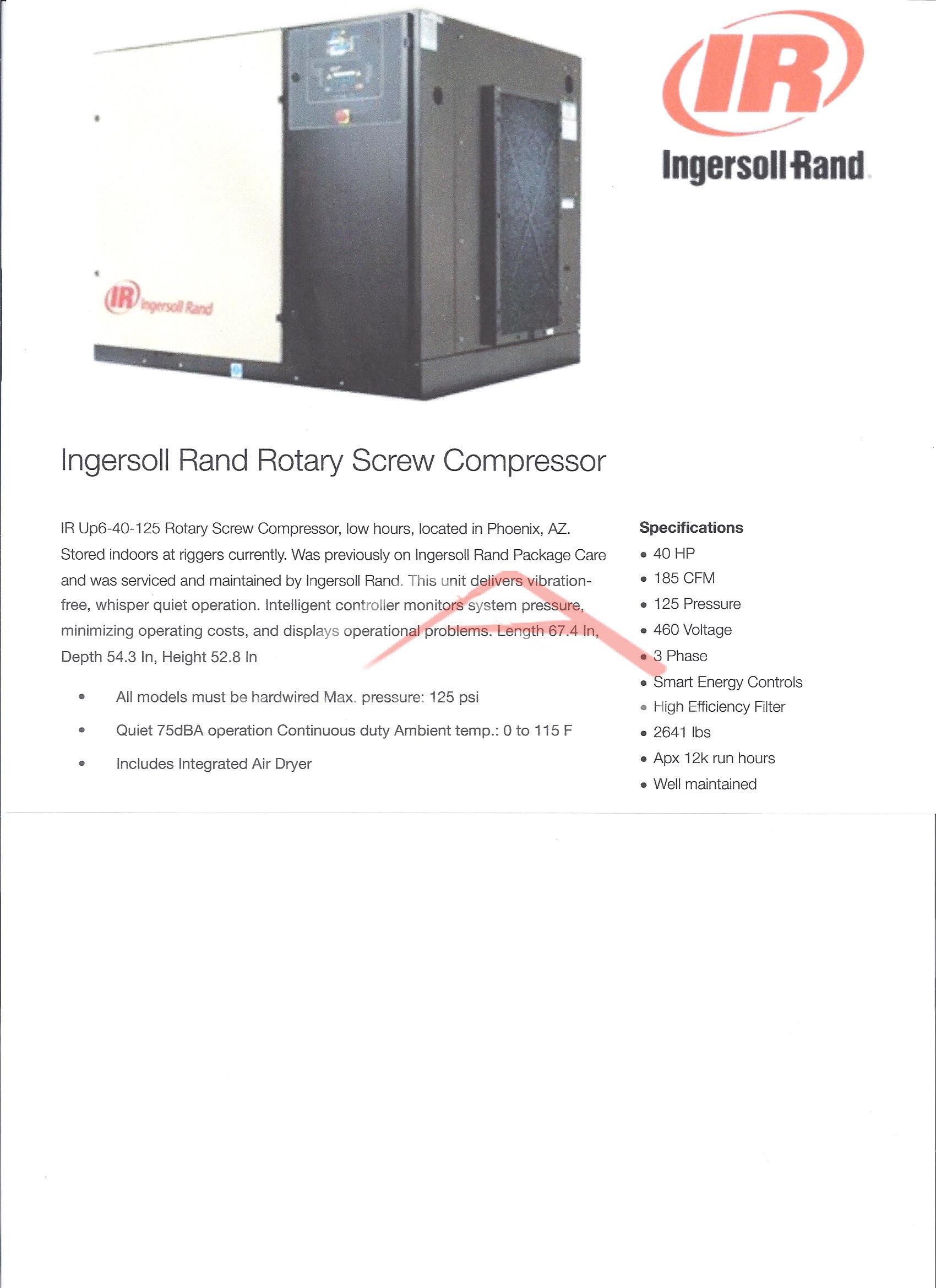 Ingersoll Rand Rotary Screw Compressor