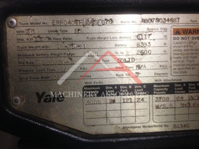 Yale Fork Lift 4000 lbs Capacity