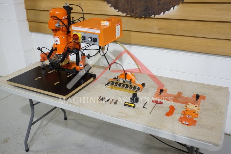 BLUM MINI PRESS W/ 7 SPINDLE LINE BORING ATTACHMENT