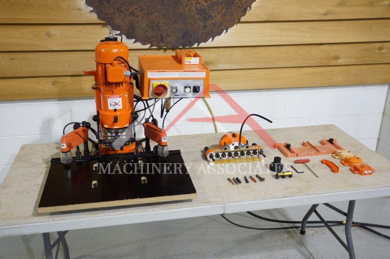 BLUM MINI PRESS W/ 7 SPINDLE LINE BORING ATTACHMENT